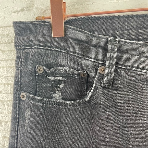 Banana Republic High Rise Skinny Jeans Black Wash Distressed Size 10 - Picture 3 of 14